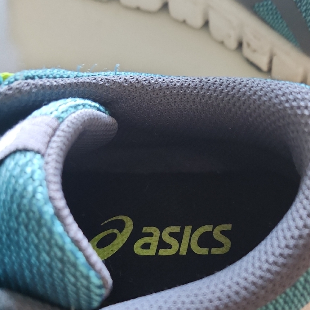 Asics Womens' Teal and Neon Green Sneakers - Picture 2 of 6
